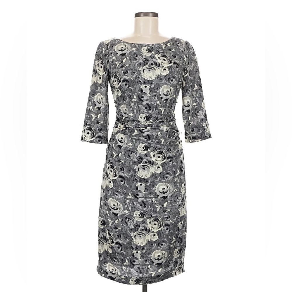 Tracy Reese Black White Floral Rose Print Gorgeous Silk Ruched Dress sz 2 NWT